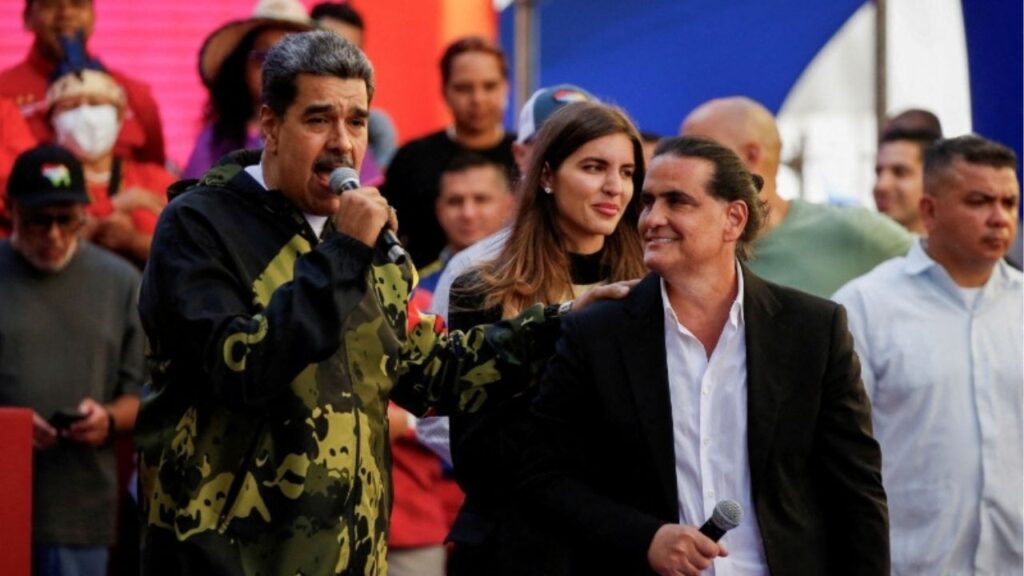 Venezuela's President Nicolas Maduro and Colombian businessman Alex Saab attend an event, in Caracas, Venezuela January 23, 2024. (Reuters File)