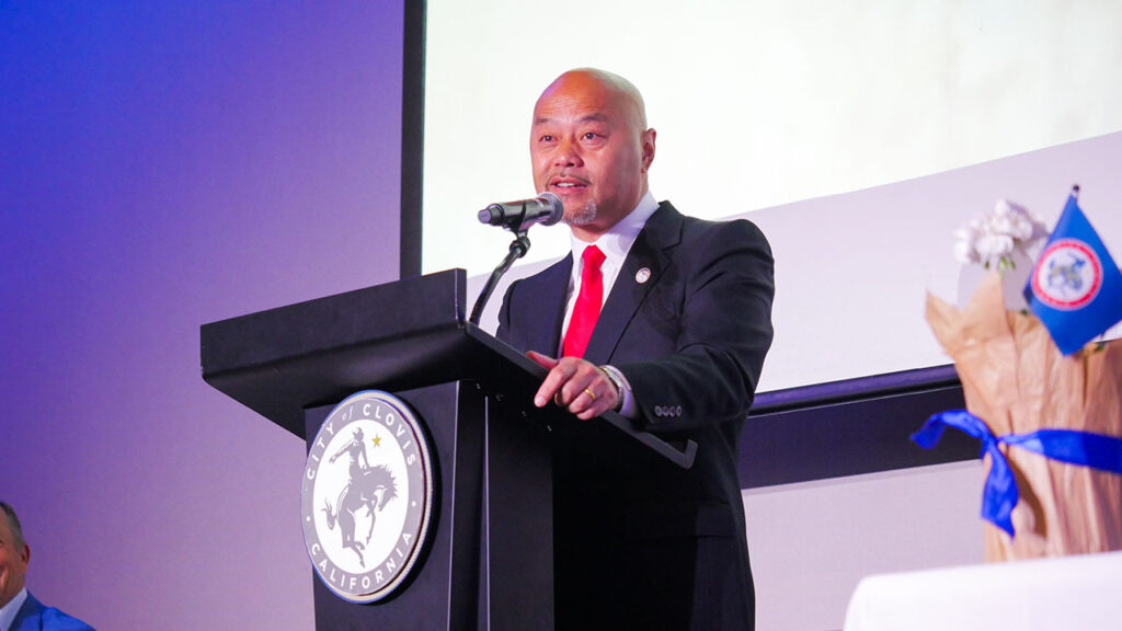 Mayor Vong Mouanoutoua of Clovis speaks at the Mayor's Breakfast on the morning of Thursday, May 7, 2026. (GV Wire/Eric Martinez)