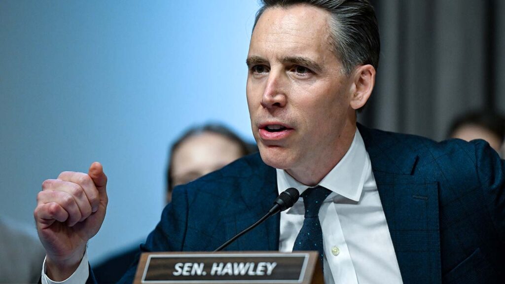Sen. Josh Hawley (R-Mo.) speaks at a Homeland Security and Governmental Affairs hearing at the U.S. Capitol in Washington, March 18, 2026. As part of the reconciliation bill, the senators have allocated $108 million over three years to add nearly 200 specialists at the Department of Homeland Security. (Kenny Holston/The New York Times)