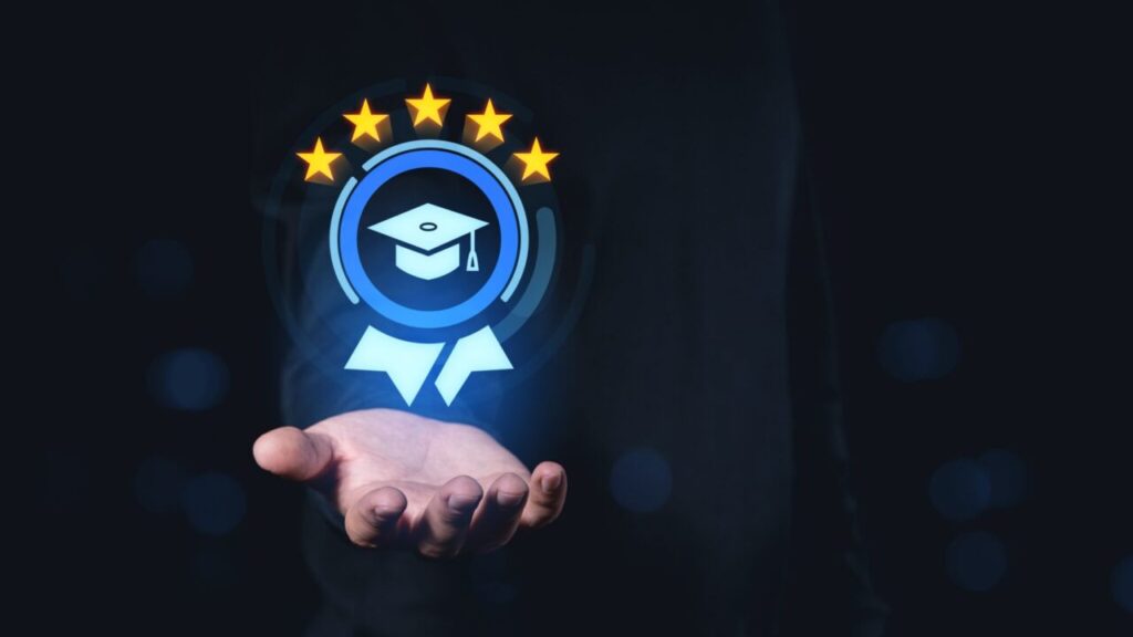 Image of a cap-and-gown and gold stars symbolizing educational excellence