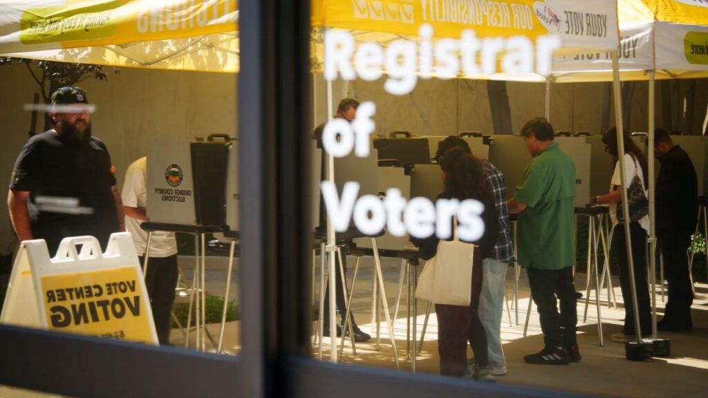 Image of voters casting ballots