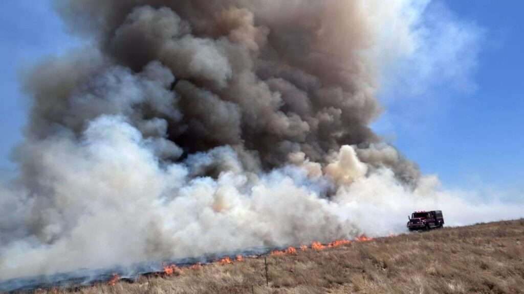 A 33-acre grass fire north of Alpaugh burned a field and part of a solar field before being contained, with no injuries reported and the cause under investigation. (Tulare County FD)