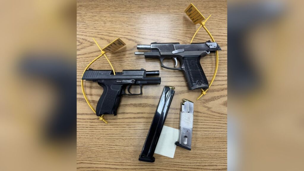 A Porterville traffic stop for suspected DUI led to the arrest of a driver and passenger and the recovery of two loaded firearms, including one reported stolen, according to the California Highway Patrol. (CHP)