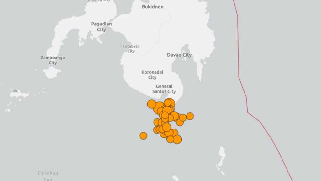 A cluster of earthquakes on Monday, June 8, 2026, in the Philippines. (USGS)