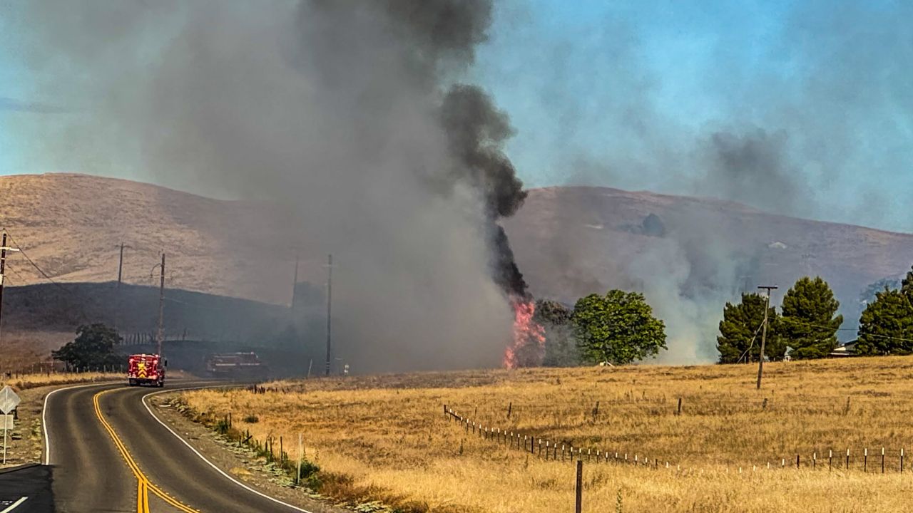 A driver was airlifted with major injuries after reportedly falling asleep, crashing a Tesla into a tree and overturning near Millerton Lake, where the fiery wreck sparked a 5-acre vegetation fire before being contained. (CHP)