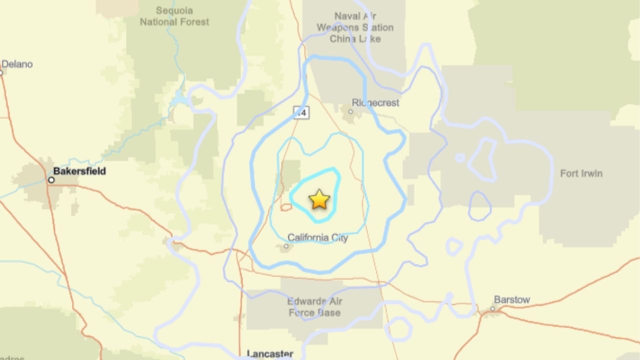 A magnitude 4.1 earthquake struck near Johannesburg in Southern California on Monday, according to seismic data reviewed by scientists. (USGS)