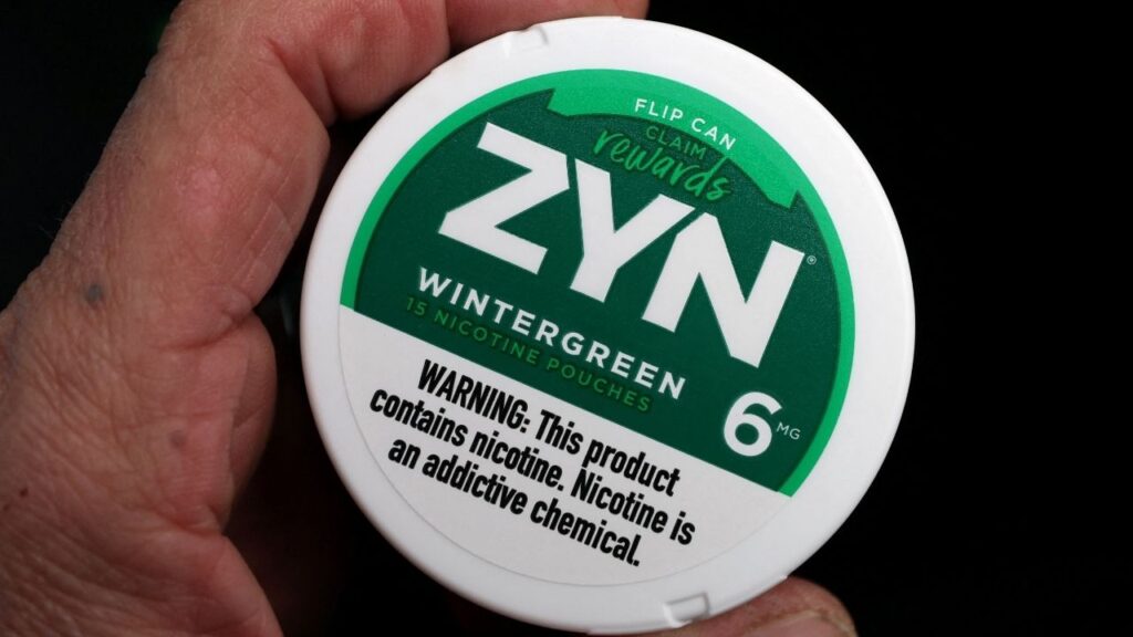 A package of Zyn nicotine pouches in a photo illustration in New York City, U.S., March 27, 2026. (Reuters/Mike Segar)