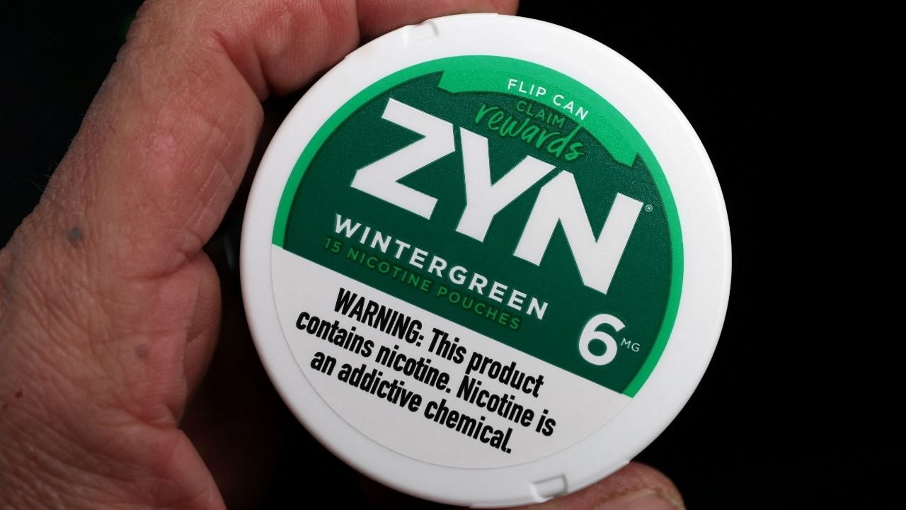 A package of Zyn nicotine pouches in a photo illustration in New York City, U.S., March 27, 2026. (Reuters/Mike Segar)