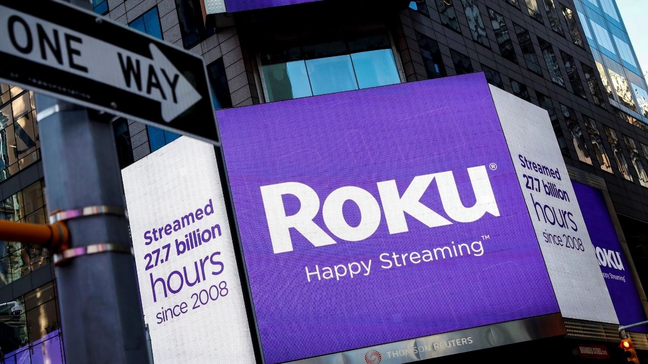 A video sign displays the logo for Roku Inc in Times Square after the company's IPO at the Nasdaq Market in New York, U.S., September 28, 2017. (Reuters File)