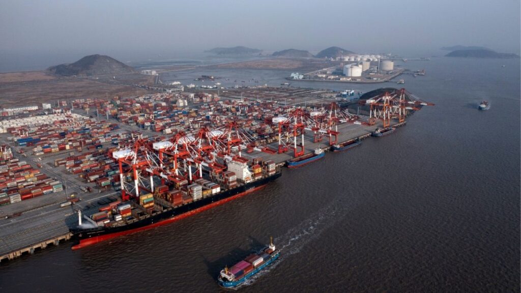Cargo ships and containers at the port of Yangshan, China, on Feb. 1, 2025. The Trump administration on June 3, 2026 announced plans to impose tariffs of up to 12.5 percent on many major trading partners, including China, Canada, Mexico and the European Union, citing their failure to enact or effectively enforce laws prohibiting imports made with forced labor. (The New York Times)