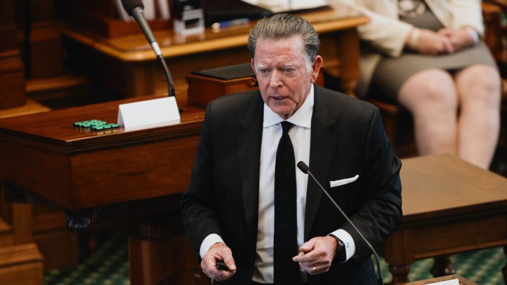 Dan Cogdell, a defense attorney for Ken Paxton, the suspended attorney general of Texas, provides opening statements at Paxton’s impeachment trial in the Senate Chamber of the Texas Capitol in Austin, Sept. 5, 2023. Cogdell, the Houston lawyer who defended Paxton against criminal charges, and represented him during his 2023 impeachment trial, has endorsed Paxton’s Democratic opponent in the U.S. Senate race, James Talarico. (Jordan Vonderhaar/The New York Times)