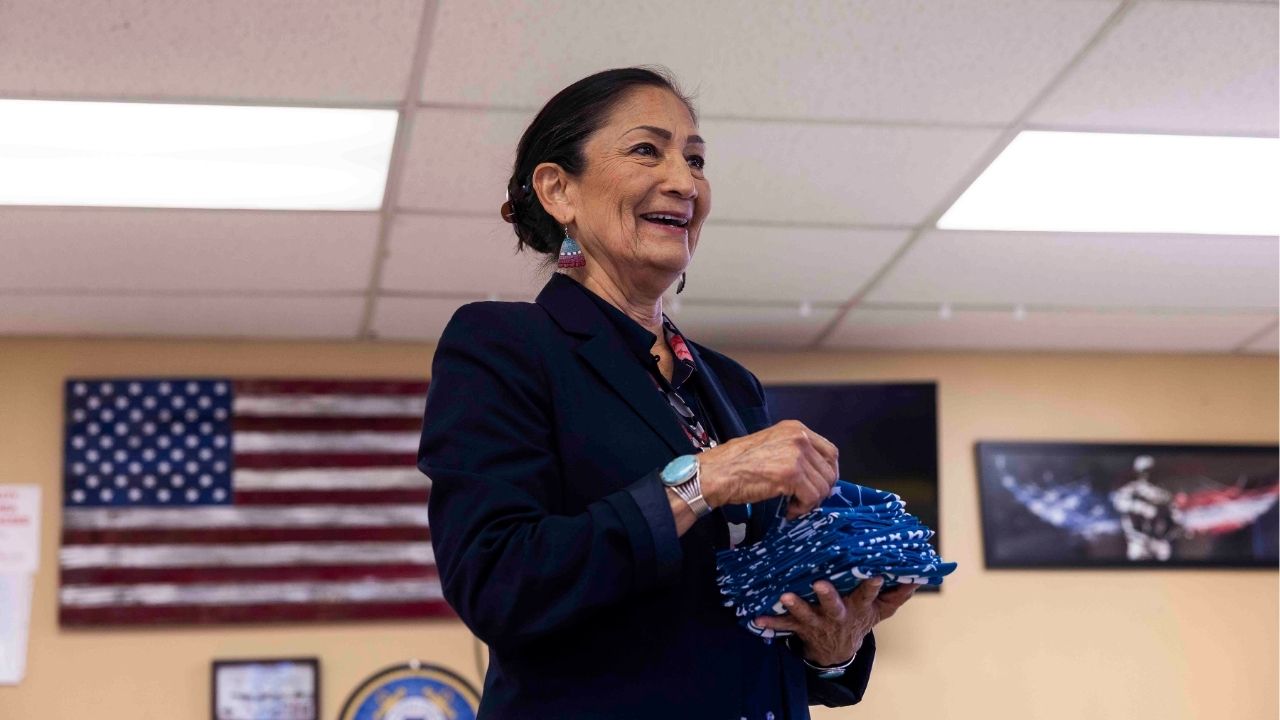 Deb Haaland, a former Interior secretary and congresswoman, who found herself in a Democratic primary battle for governor of New Mexico, at a Veterans Helping Veterans event in Gallup, N.M., April 17, 2026. Haaland won the Democratic nomination for governor of New Mexico on Tuesday, June 2, according to The Associated Press, setting her up to make history as the first Native American woman to lead a state. (Nina Riggio/The New York Times)