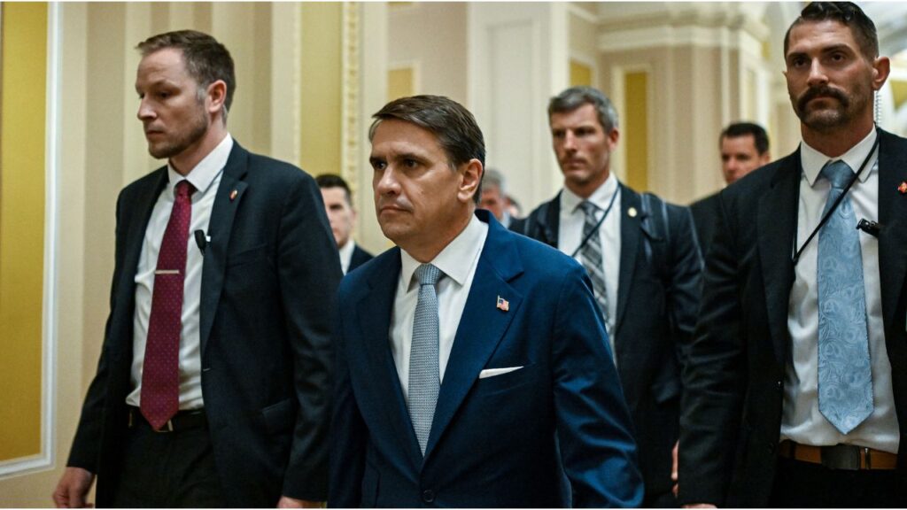 FILE — Acting Attorney General Todd Blanche arrives for a closed-door meeting with Senate Republicans at the Capitol in Washington, on May 21, 2026. President Donald Trump has indicated that he plans to nominate the acting attorney general to take on the role on a permanent basis, the latest move by the president to place loyalists in top jobs across the government. (Kenny Holston/The New York Times)