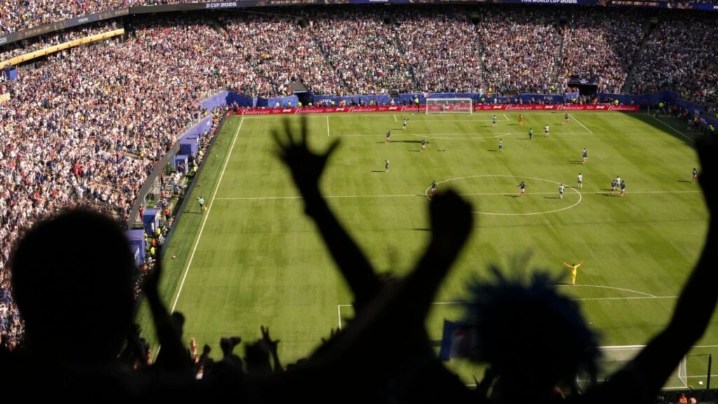 Fans react during the 2026 FIFA World Cup soccer match between France and Senegal at New York New Jersey Stadium in East Rutherford, N.J., on Tuesday, June 16, 2026. (Hiroko Masuike/The New York Times)