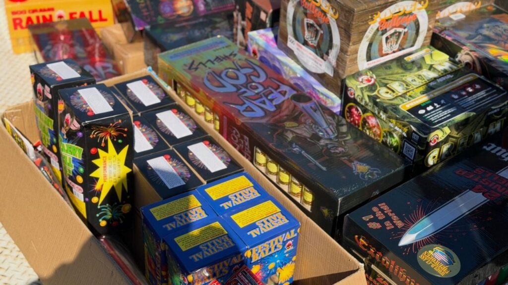Fresno Fire investigators and Fresno police officers served two search warrants Tuesday, June 23, 2026, morning tied to the illegal sale of fireworks, resulting in two arrests and felony charges, officials said. (Fresno FD)