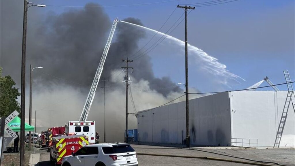 Fresno Firefighters are battling a warehouse fire on Thursday, June 4, 2026. (Edward Smith