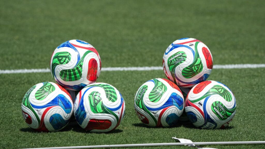General view of footballs during training, Soccer Football, FIFA World Cup 2026, United States Training, Great Park Sports Complex, Irvine, California, U.S., June 8, 2026. IMAGN IMAGES via Reuters/Kirby Lee
