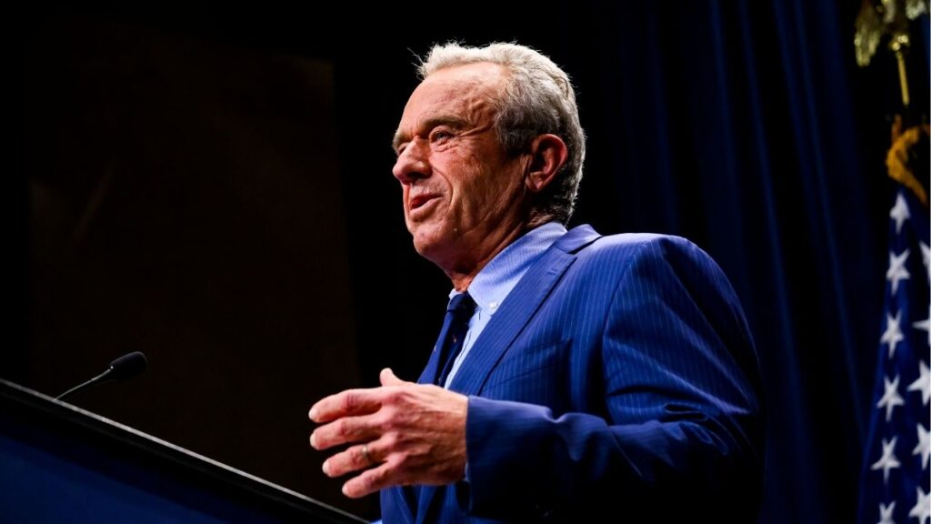 Health Secretary Robert Kennedy, at a news conference in Washington on April 16, 2025. Timothy Mellon, the reclusive banking heir who was one the biggest donors to both Trump and Kennedy in the 2024 election, gave two sprawling properties in Connecticut to Children’s Health Defense, an anti-vaccine group Kennedy founded. (Pete Kiehart/The New York Times)