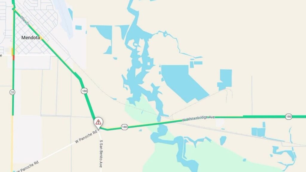 Highway 180 is closed between San Mateo and San Benito avenues due to a vegetation fire Thursday. (Caltrans)