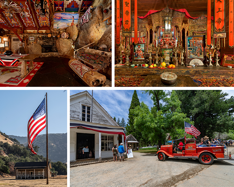 A full-color collage of images from four of California's historic state parks
