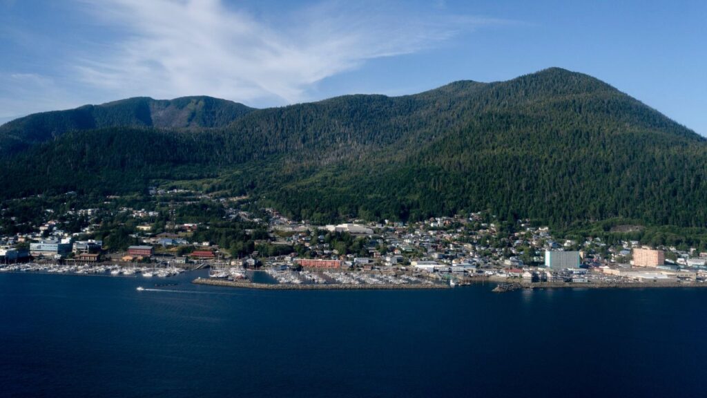 An aerial view of Ketchikan, Alaska, Aug. 17, 2024. Heath Didier, 49, of Portland, Ore., who went missing during a hike in southeast Alaska over the weekend, was found dead after an apparent fall from a cliff in Ketchikan, June 15, 2026, authorities said. (Ash Adams/The New York Times)