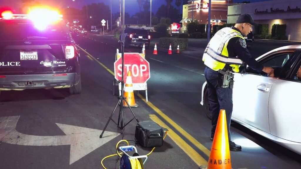 Madera police will hold a DUI checkpoint Saturday, June 27, 2026, night at an undisclosed location as part of an impaired driving enforcement effort. (Madera PD)