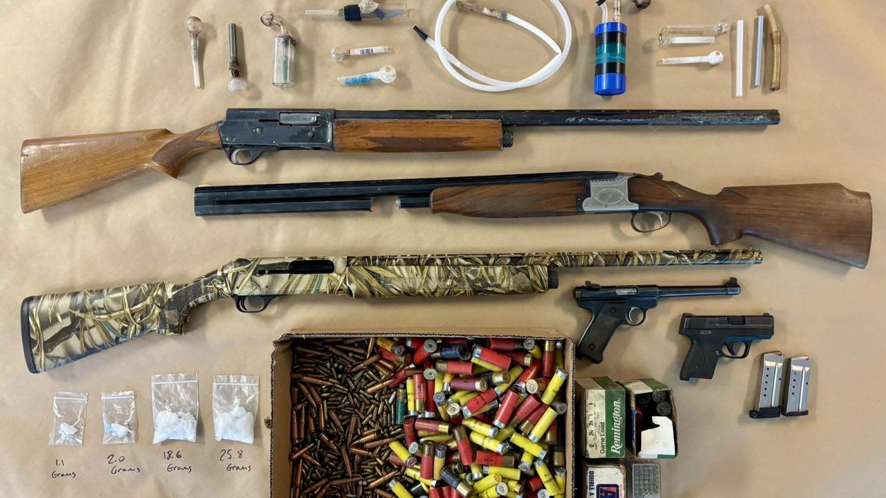 Mariposa County authorities arrested two people and seized multiple firearms, about 47.5 grams of methamphetamine and drug paraphernalia. (Mariposa County SO)