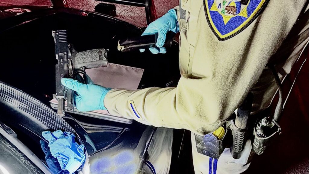Merced CHP officers recovered a stolen handgun, arrested a fleeing suspect and removed an impaired driver from the road during a single overnight patrol shift. (CHP)