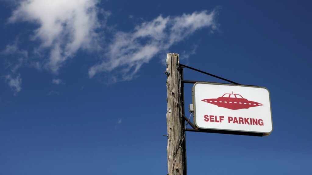 A parking sign in Rachel, Nevada, U.S. September 19, 2019. (REUTERS/Jim Urquhart/File Photo)