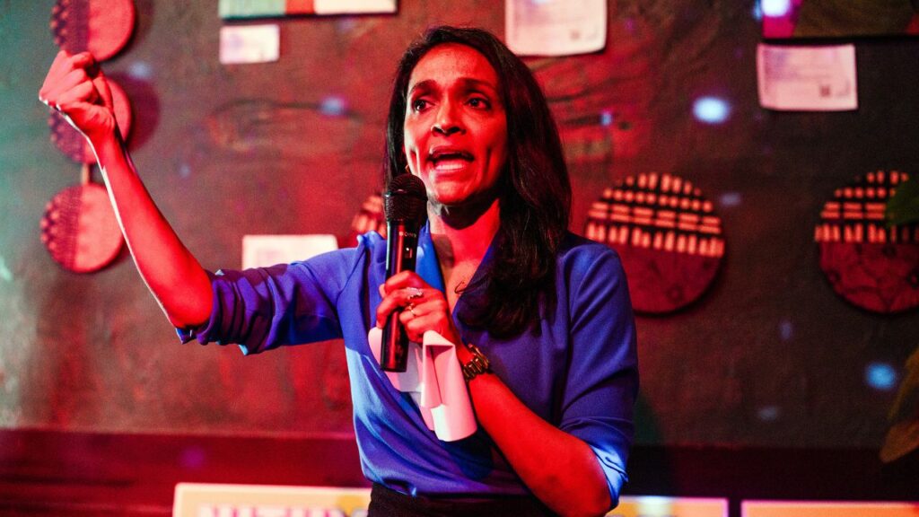 Nithya Raman, a member of the City Council and a Democratic candidate in the upcoming mayoral primary, campaigns in Los Angeles on May 2, 2026. Raman, a progressive member of the Los Angeles City Council, pulled ahead of the reality TV star Spencer Pratt in the Los Angeles mayoral primary on Sunday, June 7, 2026, as a surge in the vote count signaled a potential shift in the race for second place. (Gabriela Bhaskar/The New York Times)
