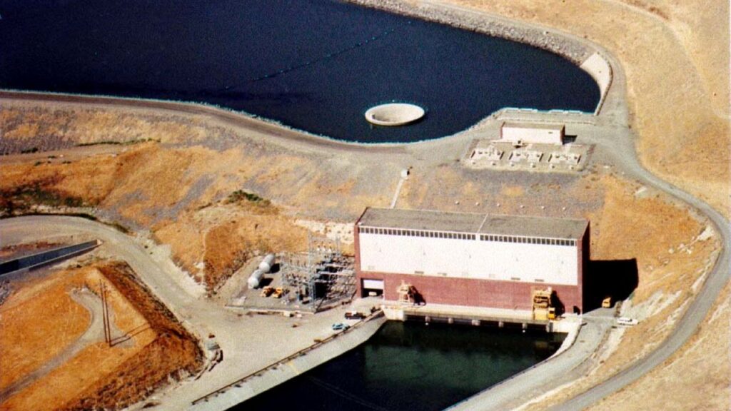 Aerial view of the O'Neill Pump Generating Plant, a key cog in California's federal water delivery system