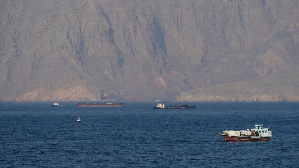 Ships and tankers in the Strait of Hormuz off the coast of Musandam, Oman, April 18, 2026. (REUTERS/Stringer/File Photo)