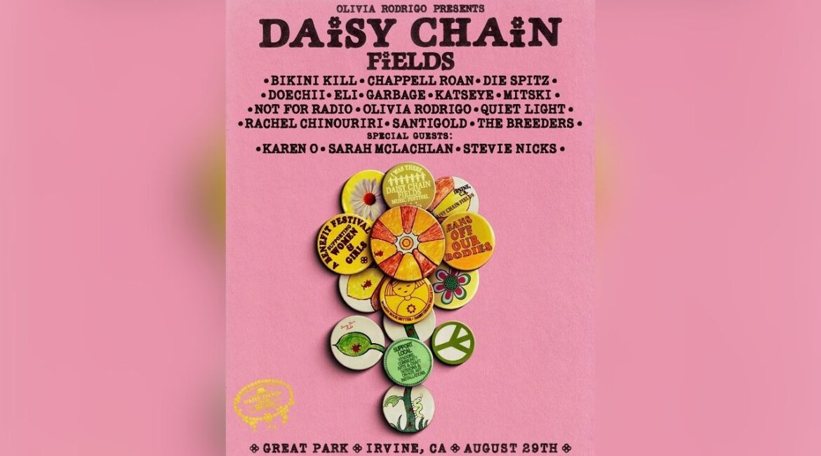 Olivia Rodrigo has announced Daisy Chain Fields, a new women-led music festival coming to Irvine on Aug. 29, with presale registration now open and net proceeds benefiting nonprofits that support women and girls. (Daisy Chain Fields Festival)