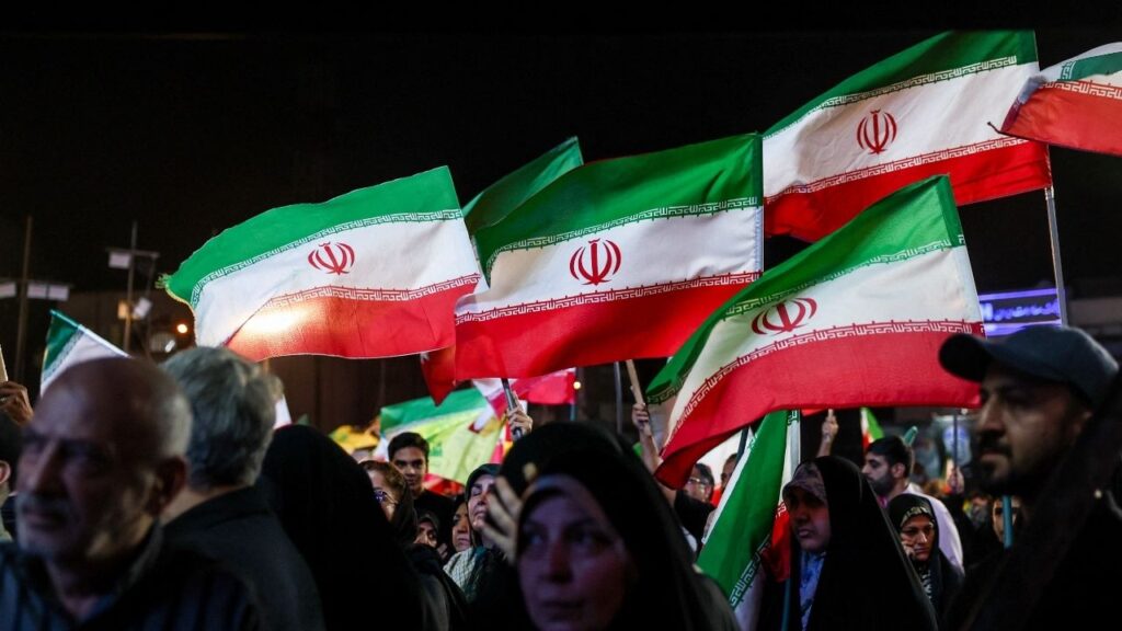 People wave Iranian flags during a rally in Tehran, Iran, May 29, 2026. Majid Asgaripour/WANA (West Asia News Agency) via REUTERS