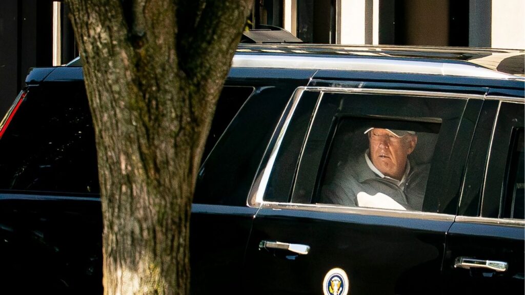 President Donald Trump views the construction in Lafayette Park as he departs in his motorcade from the White House in Washington for a trip to Trump National Golf Club in Sterling, Va,, on Saturday, May 30, 2026. Come November, the Republican Party will need the support of voters outside of President Trump’s base, many of whom are deeply dissatisfied with the economy and the Iran war. (Al Drago/The New York Times)