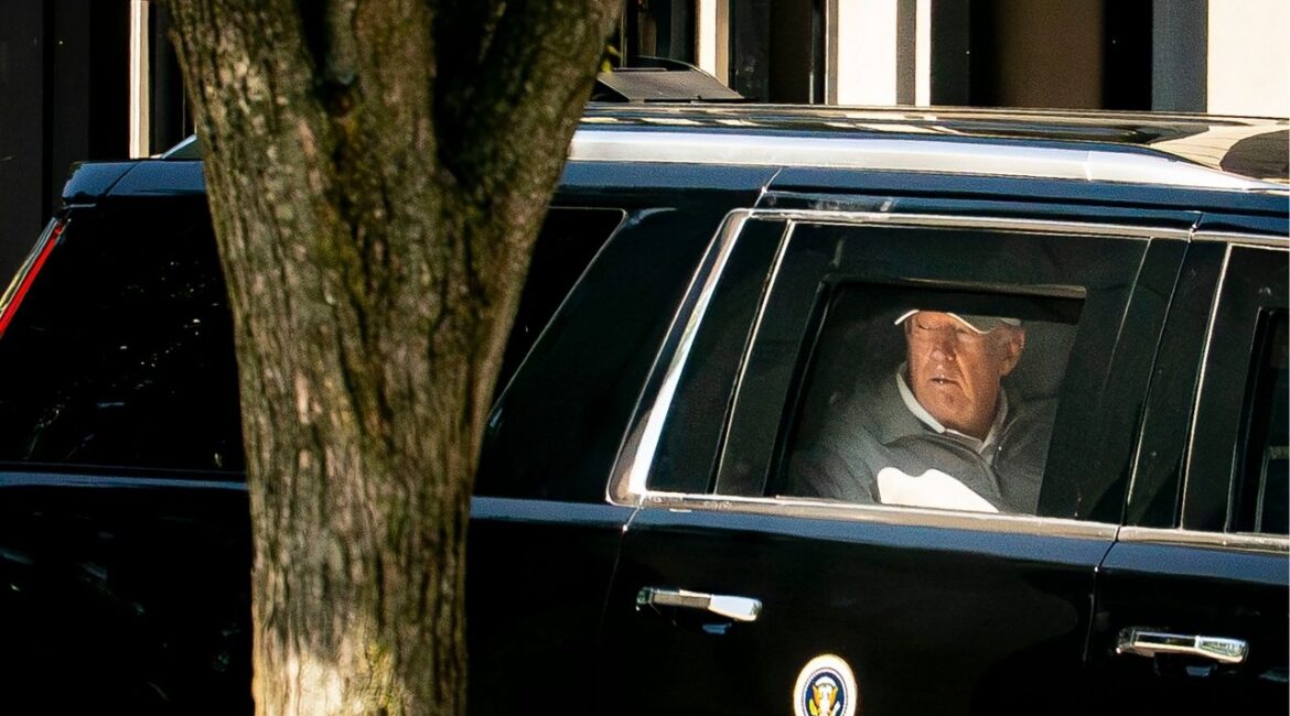 President Donald Trump views the construction in Lafayette Park as he departs in his motorcade from the White House in Washington for a trip to Trump National Golf Club in Sterling, Va,, on Saturday, May 30, 2026. Come November, the Republican Party will need the support of voters outside of President Trump’s base, many of whom are deeply dissatisfied with the economy and the Iran war. (Al Drago/The New York Times)