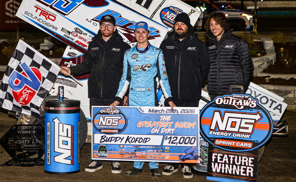 Image of the Roth Motorsports team in victory lane on the World of Outlaws Circuit