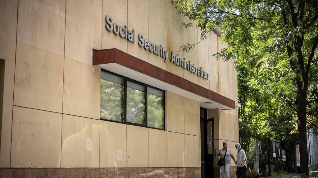 A Social Security Administration office in the East Village neighborhood of Manhattan, Sept. 3, 2025. The financial forecast for Social Security worsened this year, according to the annual financial report released on Tuesday, June 9, 2026, by the program’s trustees. (Dave Sanders/The New York Times)