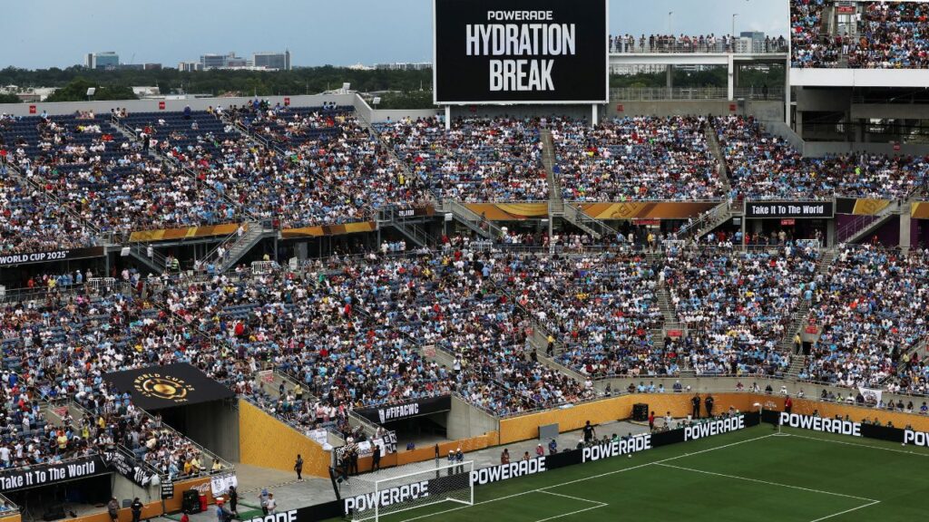 Soccer Football - FIFA Club World Cup - Group G - Juventus v Manchester City - Camping World Stadium, Orlando, Florida, U.S. - June 26, 2025 General view inside the stadium during a hydration break. (Reuters File)