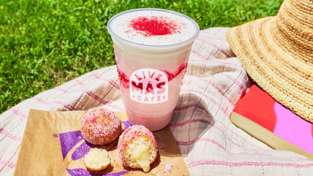 Taco Bell is now offering a Strawberries & Crème Chiller, a frozen strawberry drink topped with sweet cream cold foam. (Taco Bell)