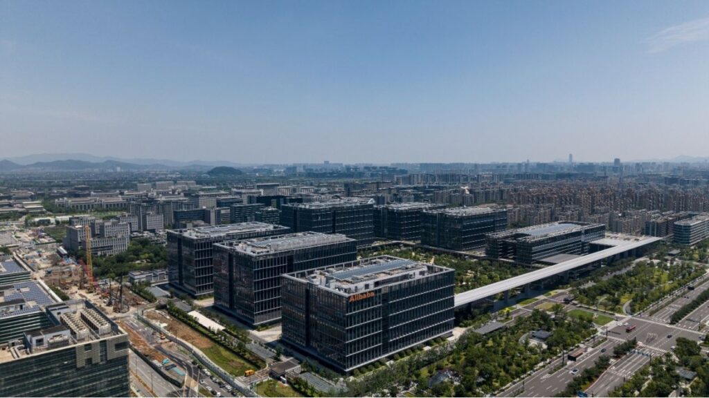 The Alibaba headquarters in Hangzhou, China, June 27, 2025. Alibaba, one of China’s most valuable technology companies, sued the U.S. Department of Defense, challenging the Pentagon’s decision to designate it as a company affiliated with the Chinese military. (Qilai Shen/The New York Times)