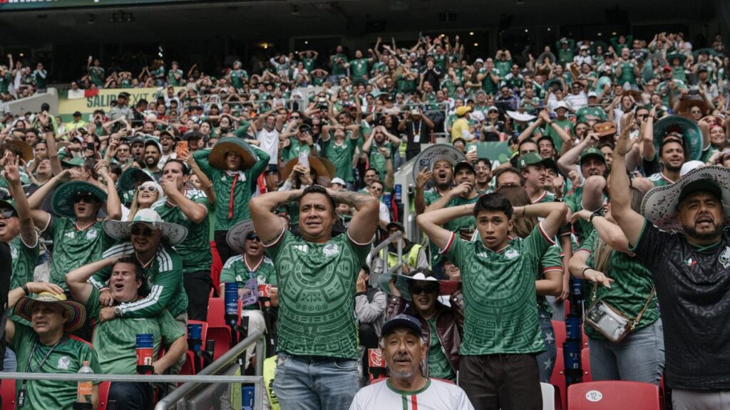 Fans of Mexico react as their team faces off against South Africa to open the FIFA World Cup 2026 in Mexico City on Thursday, June 11, 2026. (Luis Antonio Rojas /The New York Times)