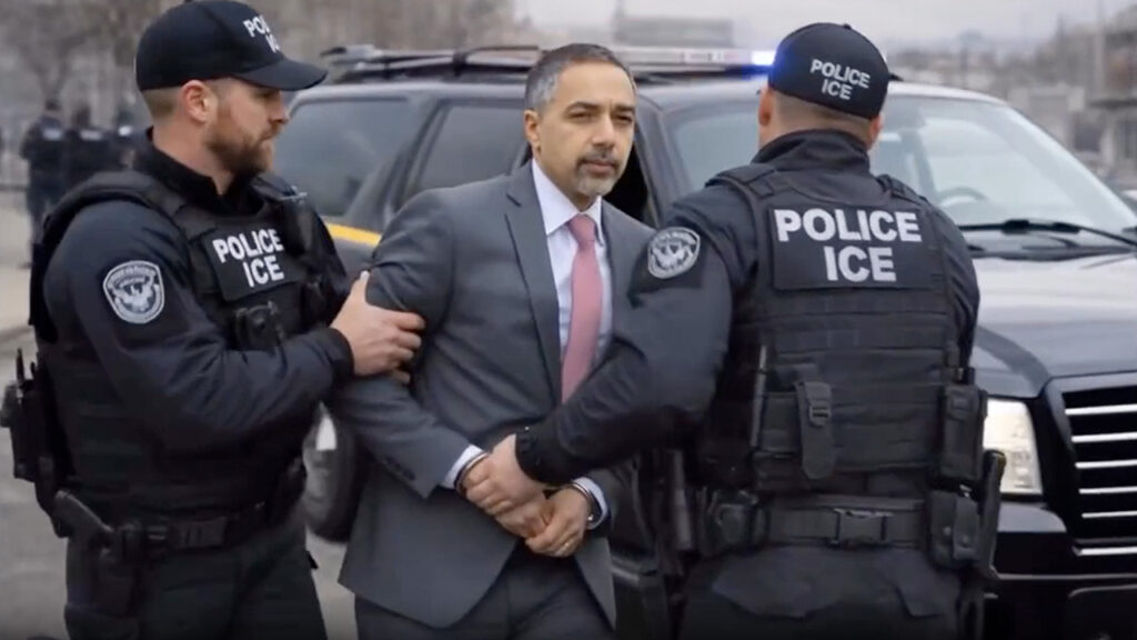 An AI Image of Trita Parsi being arrested by Police ICE