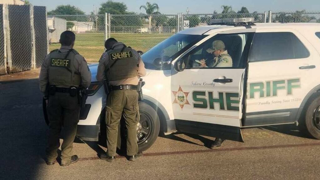 Two men were arrested after Tulare County detectives recovered a stolen golf cart and other property taken from Golden Valley Elementary School in Orosi and returned the items to the school. (Tulare County SO)