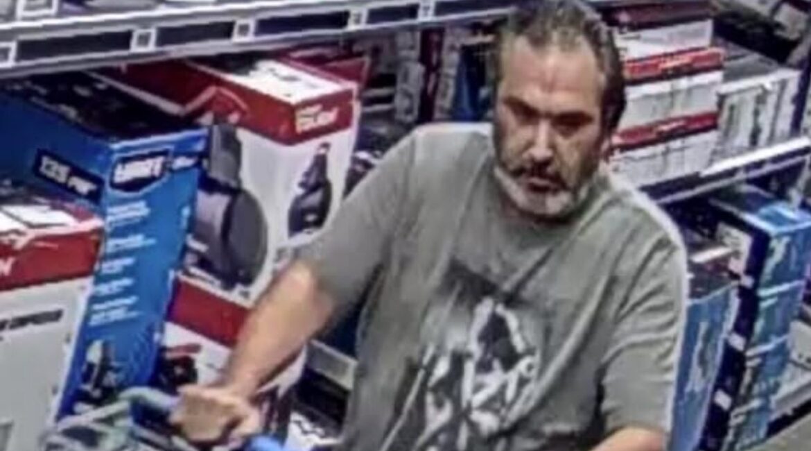 Visalia police are asking for the public’s help identifying a man accused of stealing hardware items from a Walmart on Mooney Boulevard after filling a shopping cart, exiting through an emergency door, and leaving without paying. (Visalia PD)