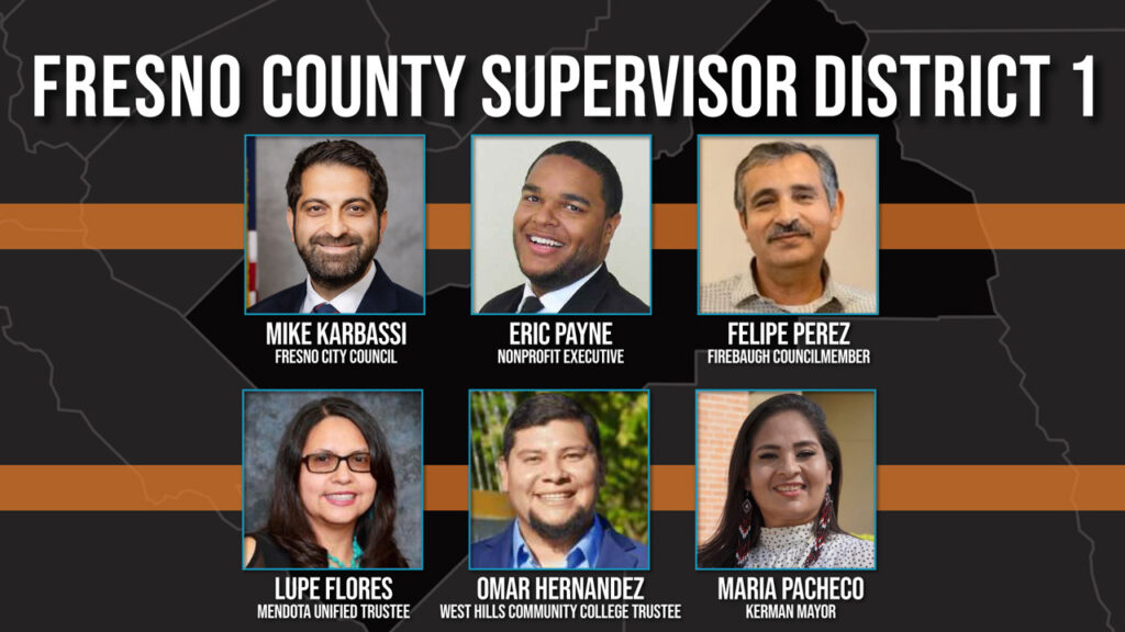 Composite image of Fresno County District 1 supervisors candidates, June 2, 2026