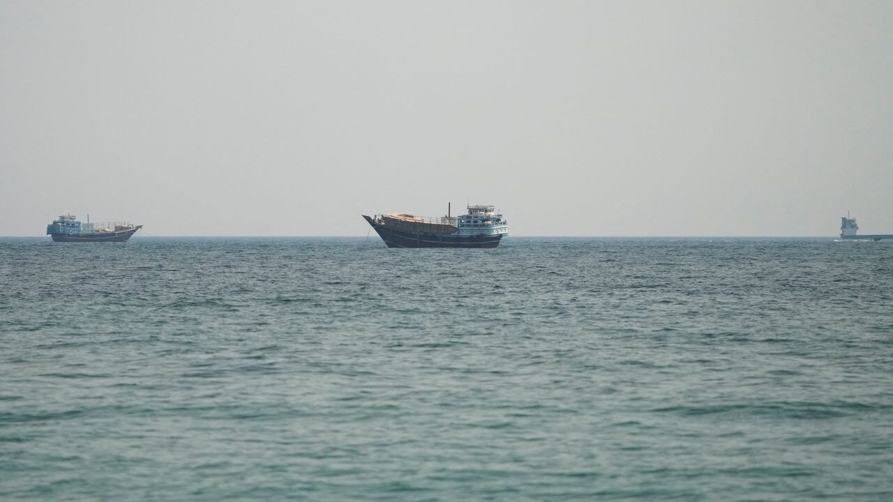 Image of ships in the Straight of Homuz in relatively calm waters