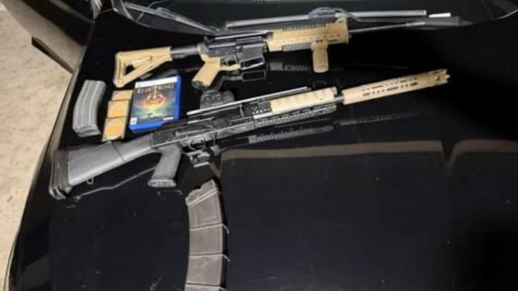 A 26-year-old man was arrested after police said he threatened neighbors with what appeared to be a shotgun and investigators later recovered multiple illegal firearms, ammunition and body armor. (Visalia PD)