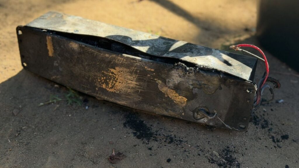 A Fresno family safely evacuated Thursday morning after a lithium-ion battery charging overnight began sparking and smoking inside their home, prompting a safety reminder from the Fresno Fire Department. (Fresno FD)