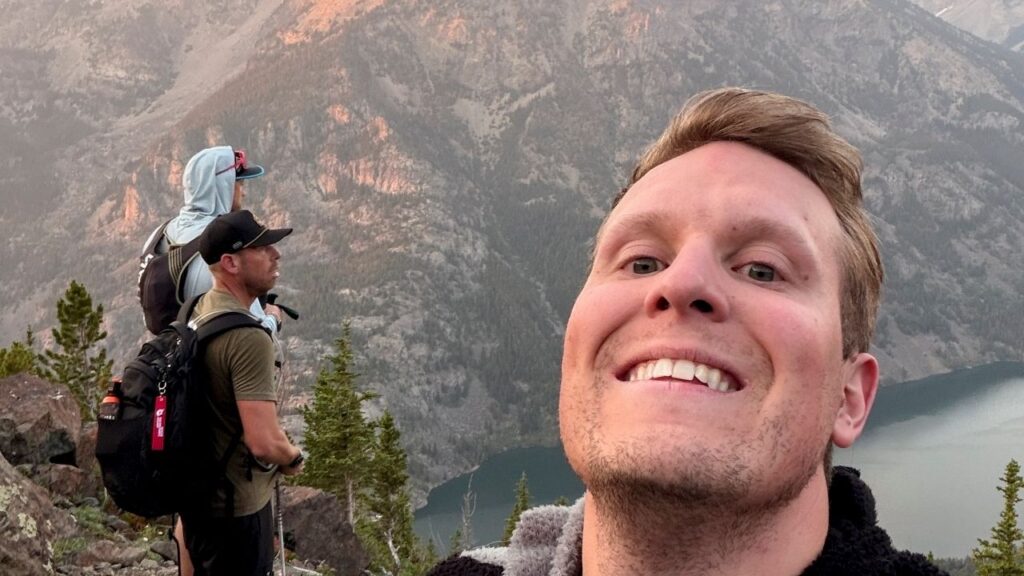 A photo provided by David Cifaldi shows him with his friends Jesse Ross and Brad Reich during a hike toward the summit of Granite Peak in Mont., July 20, 2026. Cifaldi was hiking up Granite Peak, Montana’s tallest mountain last week when he slipped and fell on one of his trekking poles. A wound nurse, he went into survival mode. (David Cifaldi via The New York Times)